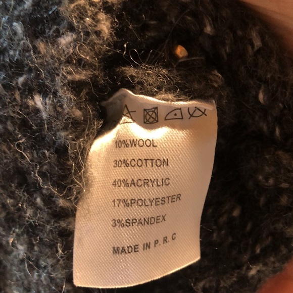 Brandy Melville heathered charcoal hooded cardigan pockets no buttons L/XL - Picture 6 of 7